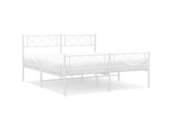 vidaXL Bedframe met hoofd- en voeteneinde metaal wit 120x200 cm