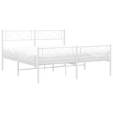 vidaXL Bedframe met hoofd- en voeteneinde metaal wit 120x200 cm
