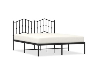 vidaXL Bedframe met hoofdbord metaal zwart 140x190 cm