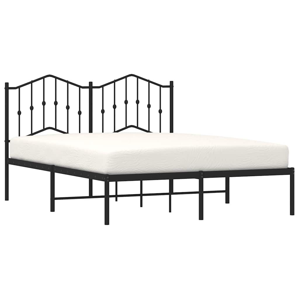 vidaXL Bedframe met hoofdbord metaal zwart 140x190 cm