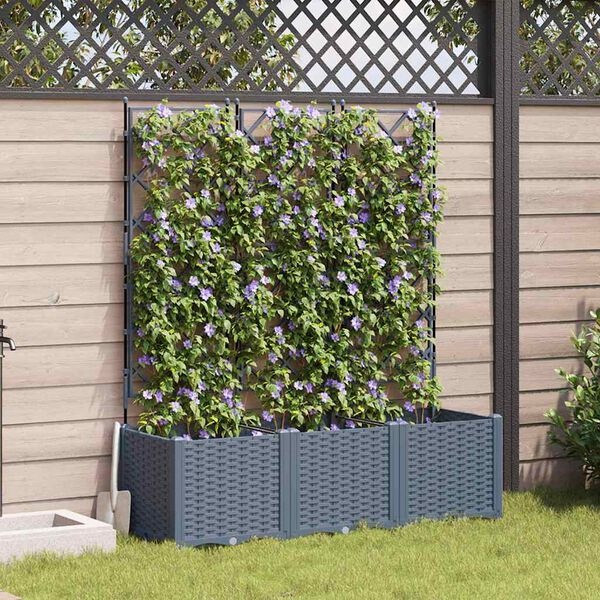 VidaXL Tuindruppel met Trellis Lichtgrijs 120x40x143cm PP - 34% Korting