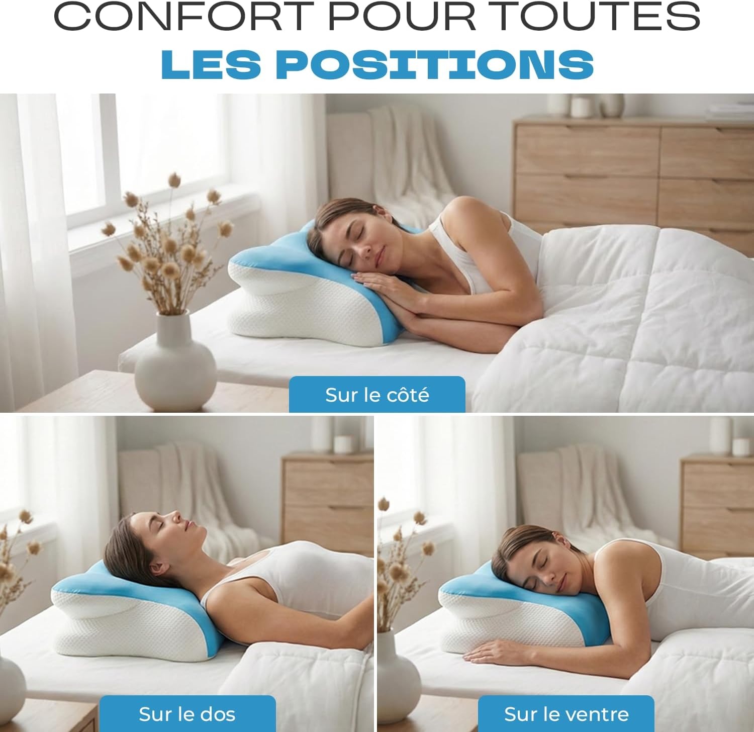 Ergonomisch nekkussen met traagschuim, orthopedisch kussen, pijnlijk nekkussen, nekkussen, snurken en pijnremmend, comfort, wasbare hoes