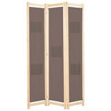 vidaXL Kamerscherm met 3 panelen 120x170x4 cm stof bruin