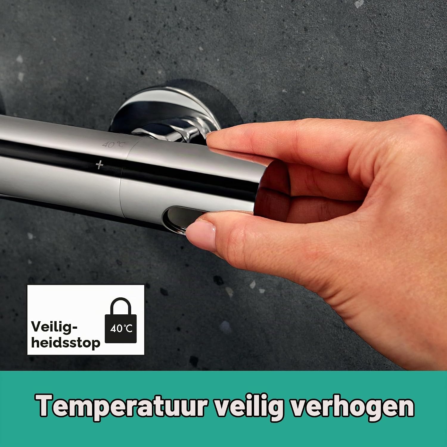 hansgrohe Ecostat Fine - Badthermostaat opbouw, Badkraan met veiligheidsblokkering (SafetyStop) bij 40° C, thermostaat voor de badkuip, mengkraan voor 2 functies, chroom, 13325000