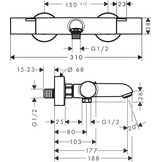 hansgrohe Ecostat Fine - Badthermostaat opbouw, Badkraan met veiligheidsblokkering (SafetyStop) bij 40° C, thermostaat voor de badkuip, mengkraan voor 2 functies, chroom, 13325000