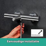 hansgrohe Ecostat Fine - Badthermostaat opbouw, Badkraan met veiligheidsblokkering (SafetyStop) bij 40° C, thermostaat voor de badkuip, mengkraan voor 2 functies, chroom, 13325000
