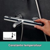 hansgrohe Ecostat Fine - Badthermostaat opbouw, Badkraan met veiligheidsblokkering (SafetyStop) bij 40° C, thermostaat voor de badkuip, mengkraan voor 2 functies, chroom, 13325000