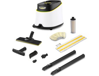 Kärcher stoomreiniger SC 3 Deluxe EasyFix, stoomdruk: 3,5 bar, opwarmtijd: 30 s, vermogen: 1.900W, tot 75 m², reservoir: 1L, vloerreinigingsset, microvezel overtrek, sproeiers, ronde borstel