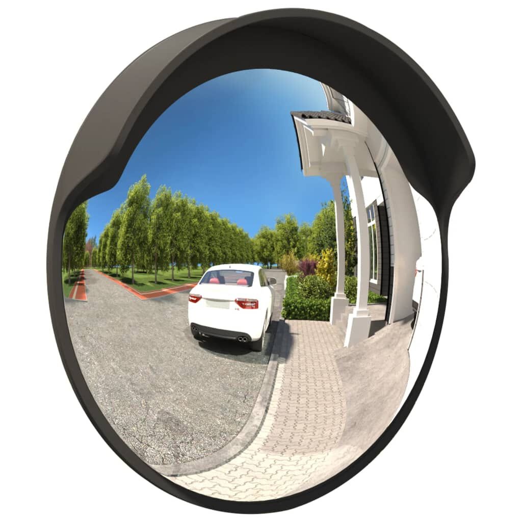 vidaXL Verkeersspiegel voor buiten convex Ø60 cm polycarbonaat zwart