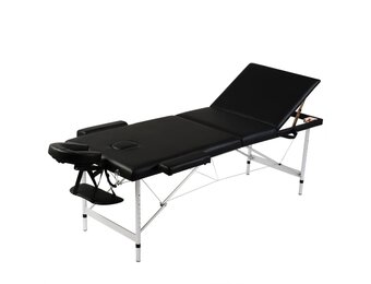vidaXL Inklapbare massagetafel 3 zones met aluminium frame (zwart)