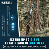 ANBULL Kettingzaag op stang 8 inch, draadloze elektrische takkenschaar 21 V met borstelloze motor, 2 accu's 4,0 Ah, telescopische stang tot 2,97 m, 2-in-1 mini-kettingzaag voor het snoeien van de