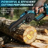 ANBULL Kettingzaag op stang 8 inch, draadloze elektrische takkenschaar 21 V met borstelloze motor, 2 accu's 4,0 Ah, telescopische stang tot 2,97 m, 2-in-1 mini-kettingzaag voor het snoeien van de