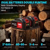 ANBULL Kettingzaag op stang 8 inch, draadloze elektrische takkenschaar 21 V met borstelloze motor, 2 accu's 4,0 Ah, telescopische stang tot 2,97 m, 2-in-1 mini-kettingzaag voor het snoeien van de