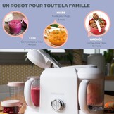 BÉABA, Babycook Duo Robot, babyfoodprocessor 4 in 1, snelle stoomkoker 15 min, gevarieerde voeding, huisgemaakte potjes babyvoeding, Inhoud XXL 2200 ml, Wit/Zilver