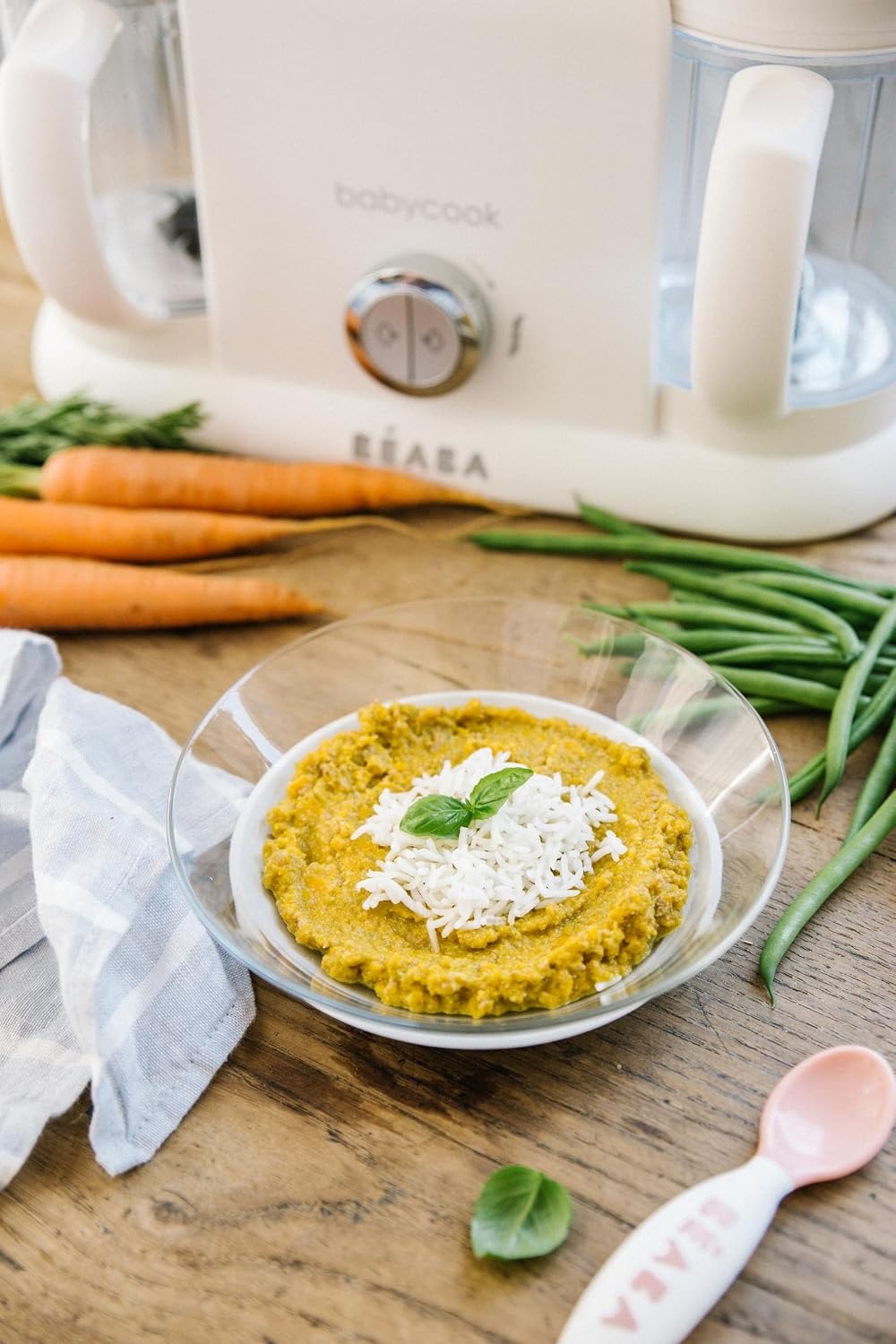 BÉABA, Babycook Duo Robot, babyfoodprocessor 4 in 1, snelle stoomkoker 15 min, gevarieerde voeding, huisgemaakte potjes babyvoeding, Inhoud XXL 2200 ml, Wit/Zilver