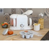 BÉABA, Babycook Duo Robot, babyfoodprocessor 4 in 1, snelle stoomkoker 15 min, gevarieerde voeding, huisgemaakte potjes babyvoeding, Inhoud XXL 2200 ml, Wit/Zilver