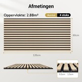 TONOR Akoestische Panelen Wandpanelen 4 Stuks, 120 x 60-2.88㎡, 3D Houten Wandpanelen, Geluidsabsorberende Tasseau Wanddecoratie Voor Slaapkamer, Woonkamer, Kantoor, Balie, Burly Hout - Maat 4 Pak
