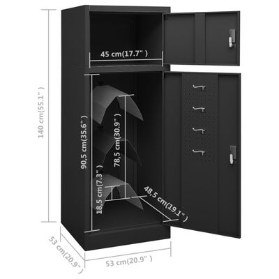 vidaXL Zadelkast 53x53x140 cm staal antracietkleurig