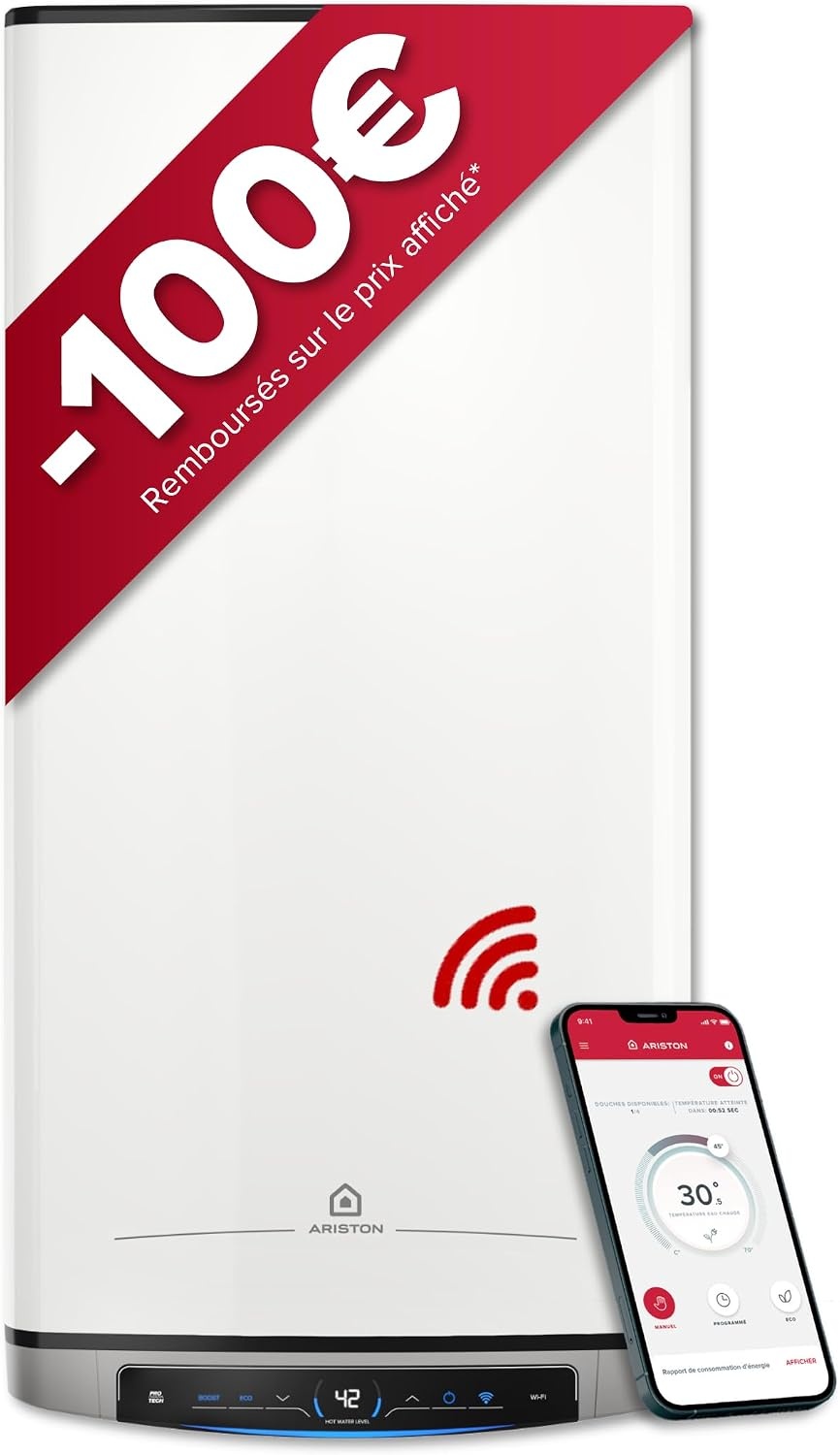Ariston Velis Evo Dune Dry WiFi Boiler 80 Liter - Wit, Ultra-plat