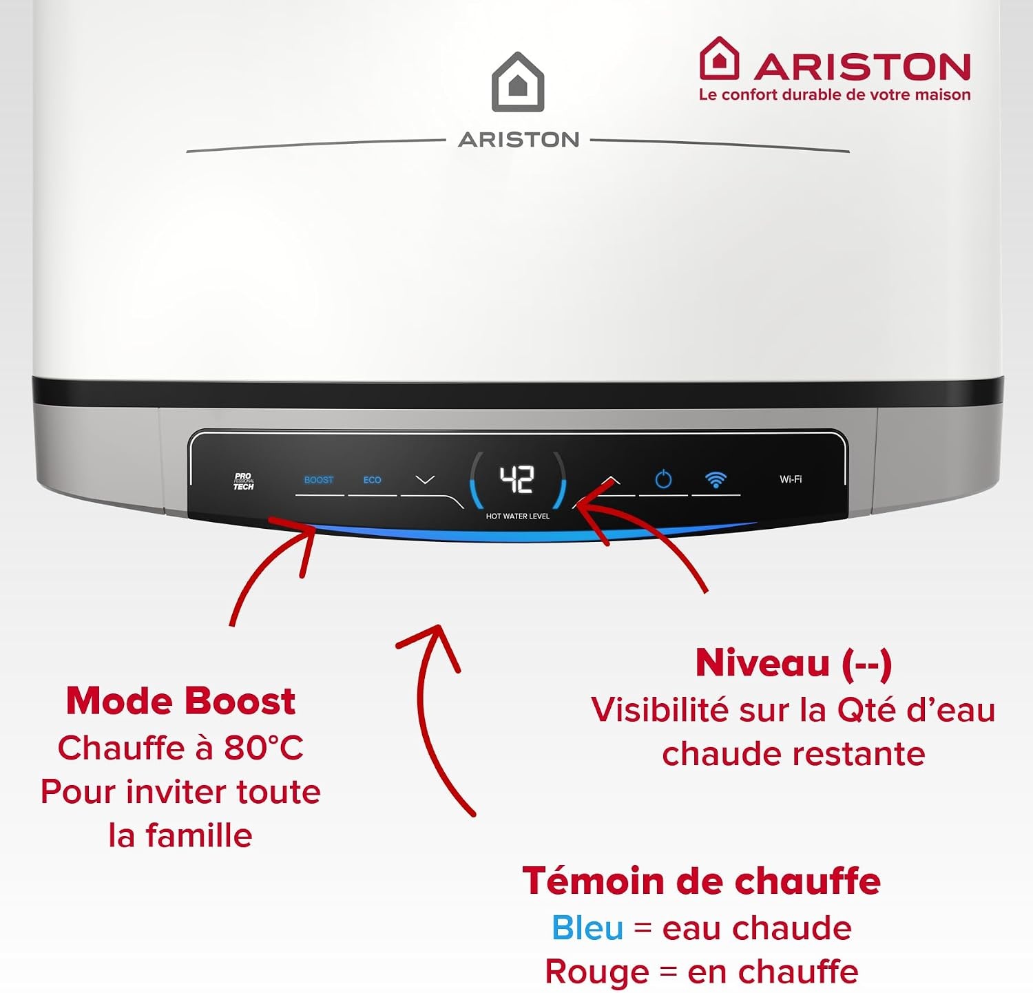 Ariston Velis Evo Dune Dry WiFi Boiler 80 Liter - Wit, Ultra-plat