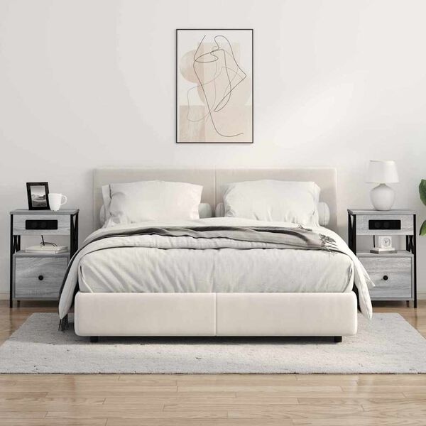 vidaXL Nachtkastje 2 st Grijs Sonoma 40 x 31 x 60 cm Bewerkt hout