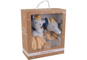 Knuffel Rammelaar Olifant Vierkant Mosterd Fleece 29x22 cm -32% Korting