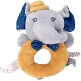 DODO D'AMOUR - Set van vierkante knuffel en rammelaar - Olifant - 027191 - Mosterd - Fleece - Geboorte - Knuffel - Baby - Geruststellend - Zacht - Wasbaar - 29 cm x 22 cm - Vanaf 0 maanden.