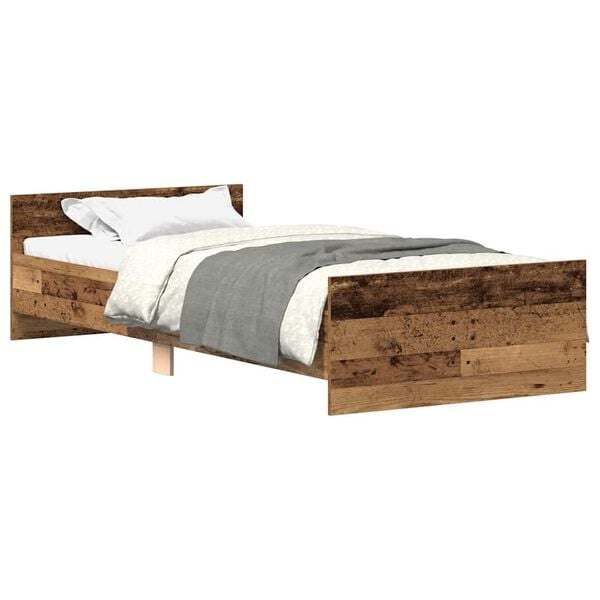 vidaXL Bedframe zonder matras 100x200 cm bewerkt hout oud hout