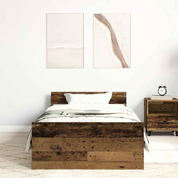vidaXL Bedframe zonder matras 100x200 cm bewerkt hout oud hout