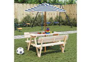 Kinderparasol vidaXL Hout 120x140 cm Blauw/Wit - 45% Korting