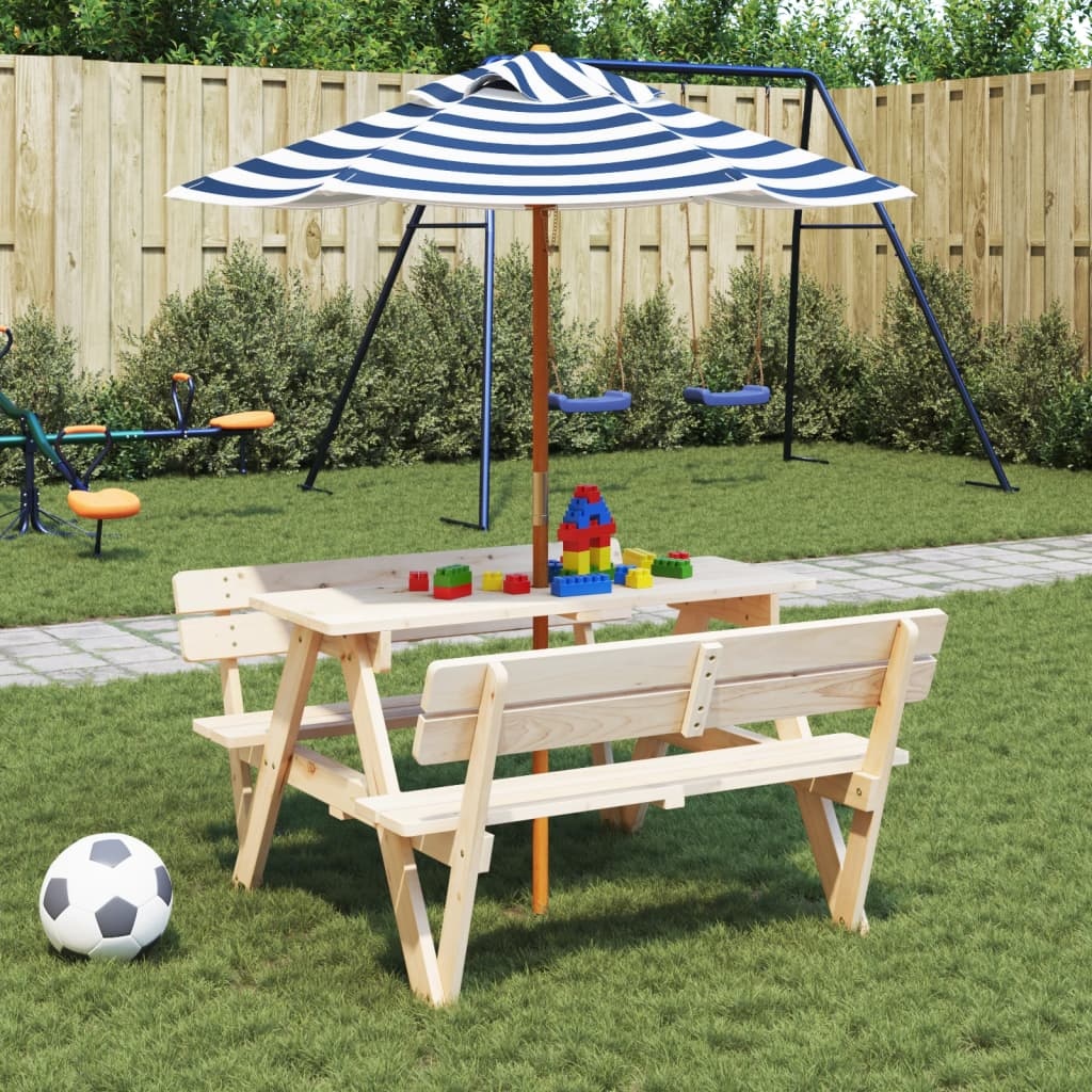 vidaXL Parasol voor kinderen met houten paal Ø120x140 cm