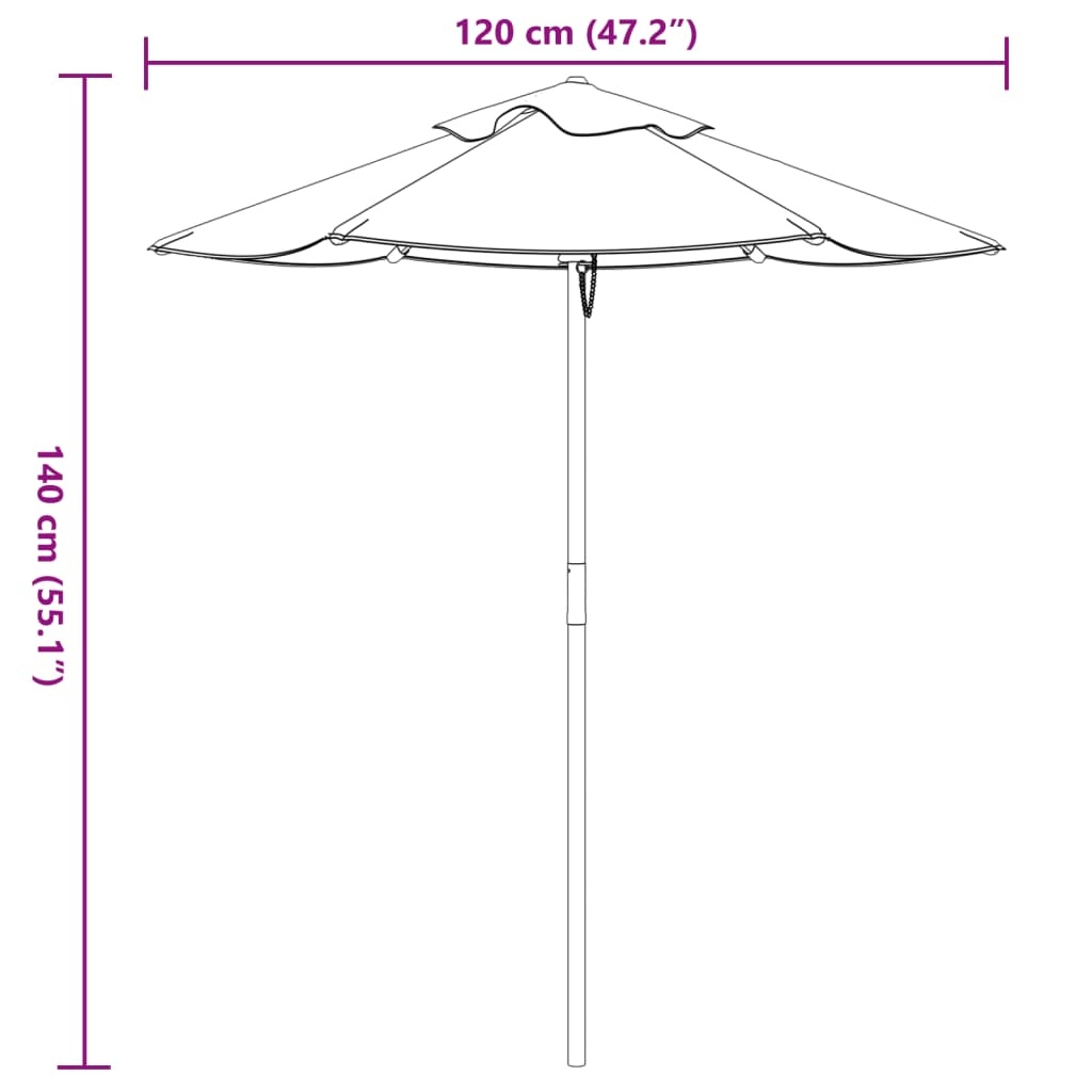 vidaXL Parasol voor kinderen met houten paal Ø120x140 cm