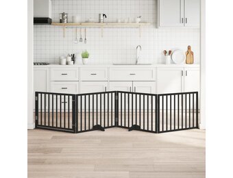 vidaXL Hondenhek inklapbaar 4 panelen 320 cm populierenhout zwart