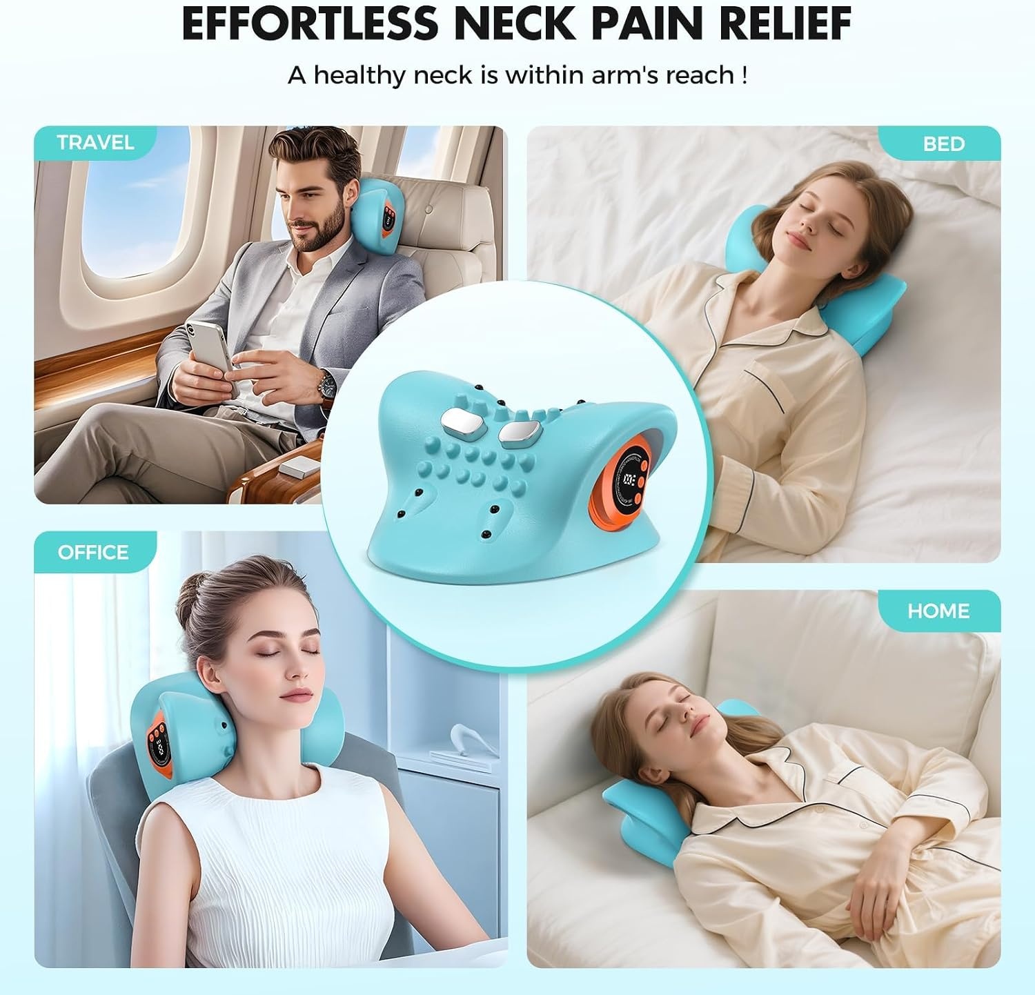 EMS Nek & Schouder Massagekussen Blauw 3 Modi | 6 Intensiteit | 34% Korting