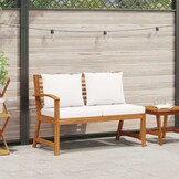 Tuinbank Acaciahout met Crèmekleurig Kussen - 114,5 cm - 35% Korting