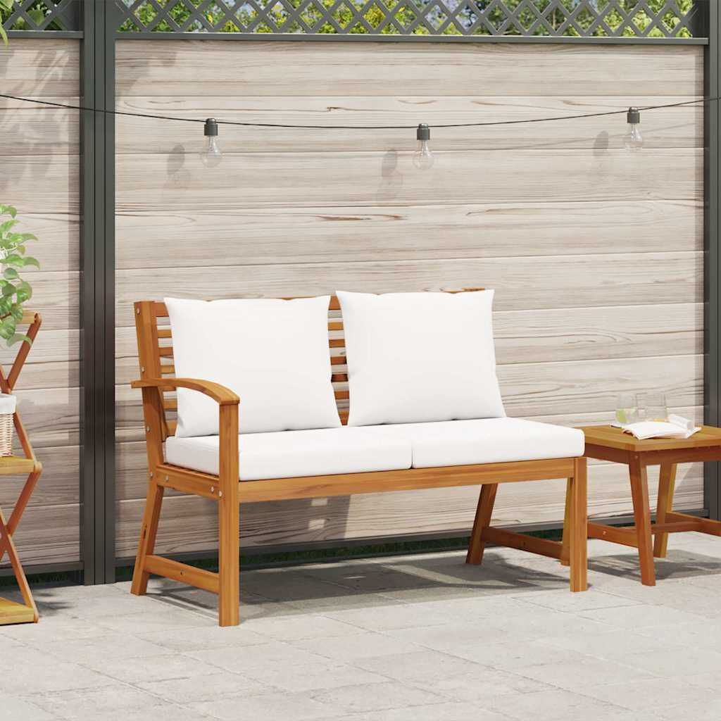 Tuinbank Acaciahout met Crèmekleurig Kussen - 114,5 cm - 35% Korting