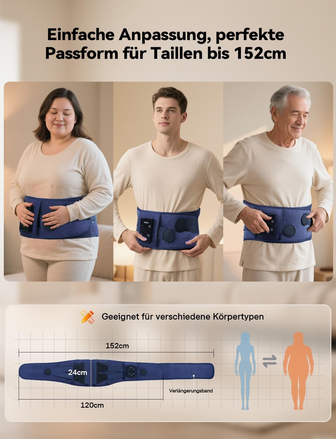 Warmtegordel Rug Pijnverlichting - Draadloos met 5 Massagemodi & 3 Warmtestanden