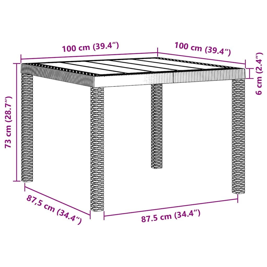 VidaXL Tuinstafel Antraciet 100x100x73 cm Poly Rattan - 34% Korting!