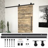 vidaXL Deurrails Set SKIEN Zwart - 200 cm - Staal - 53% Korting