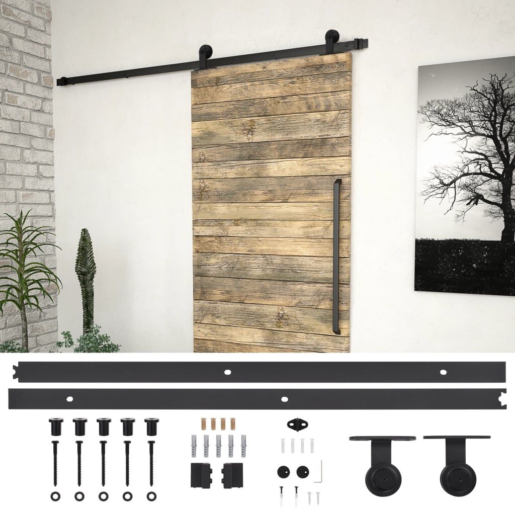 vidaXL Deurrails Set SKIEN Zwart - 200 cm - Staal - 53% Korting