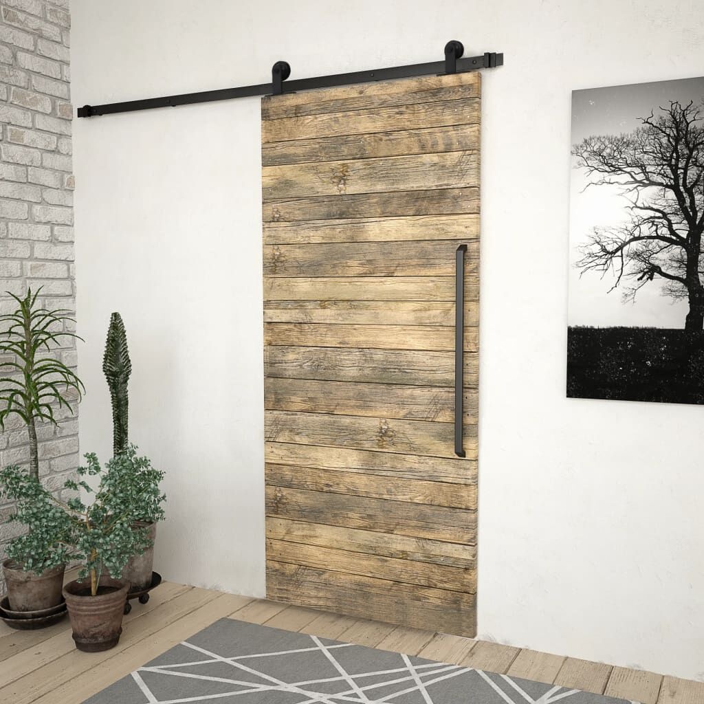 vidaXL Deurrails Set SKIEN Zwart - 200 cm - Staal - 53% Korting