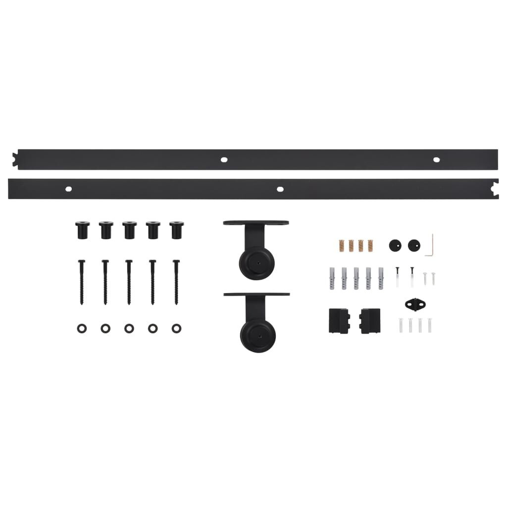 vidaXL Deurrails Set SKIEN Zwart - 200 cm - Staal - 53% Korting