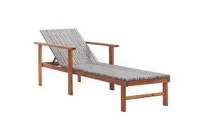 Ligbed Poly Rattan & Acaciahout - Grijs (62% Korting)