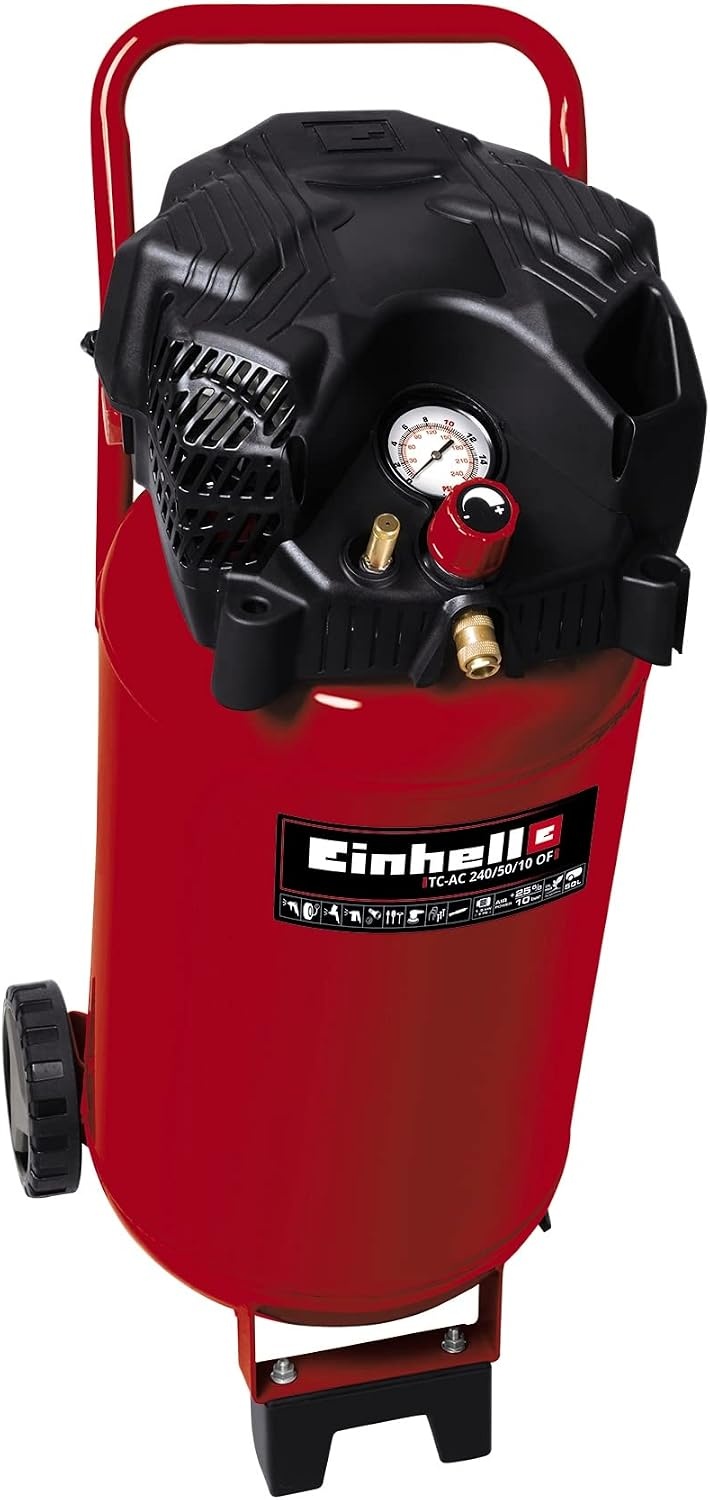 Olievrije Compressor 50L 10 Bar Onderhoudsarm Rood - 55% Korting