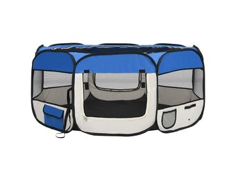 Inklapbare Hondenren met Draagtas 145x145x61 cm Blauw - 34% Korting!