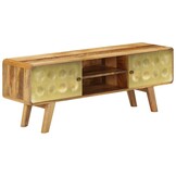 Tv-meubel Massief Mangohout 120cm met Gouden Print - 35% Korting