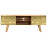 Tv-meubel Massief Mangohout 120cm met Gouden Print - 35% Korting