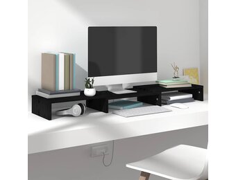 VidaXL Monitorstandaard 80x24x10,5 cm Grenenhout Zwart (52% Korting)