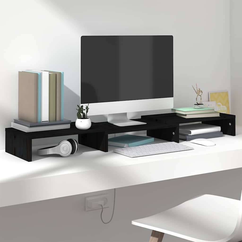 VidaXL Monitorstandaard 80x24x10,5 cm Grenenhout Zwart (52% Korting)