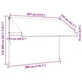 VidaXL Luifel Crème 300 cm Uitschuifbaar met LED - 34% Korting